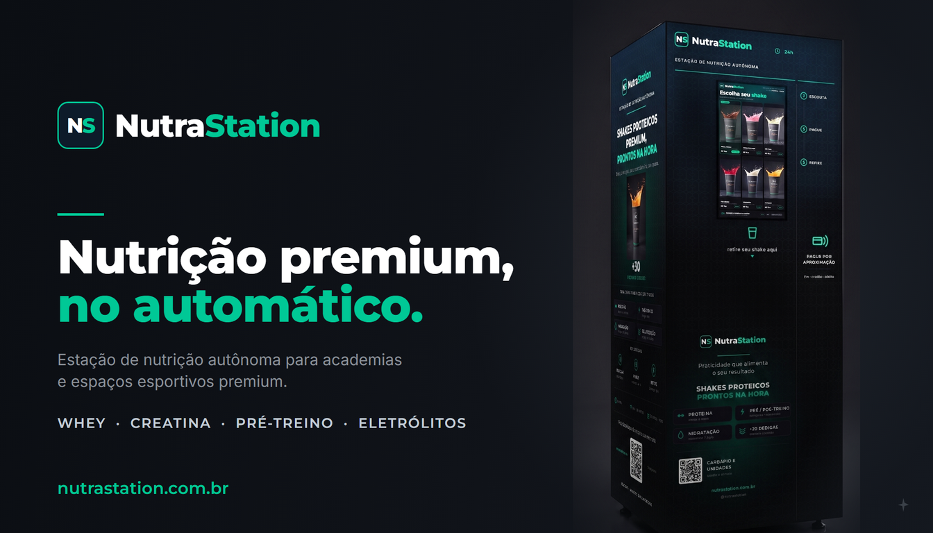 Máquina NutraStation instalada em uma academia moderna